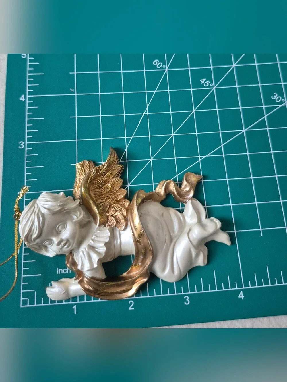 Vintage White and Gold Cherub Holiday Ornaments - Set of 6
